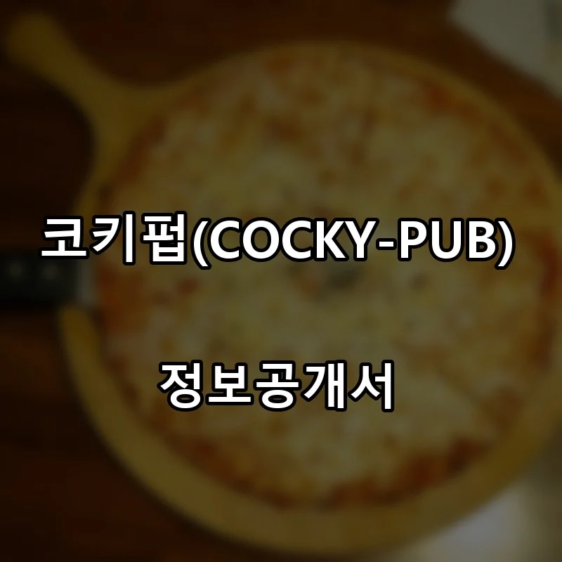 코키펍(COCKY-PUB) 프랜차이즈 창업 비용 정보공개서 요약