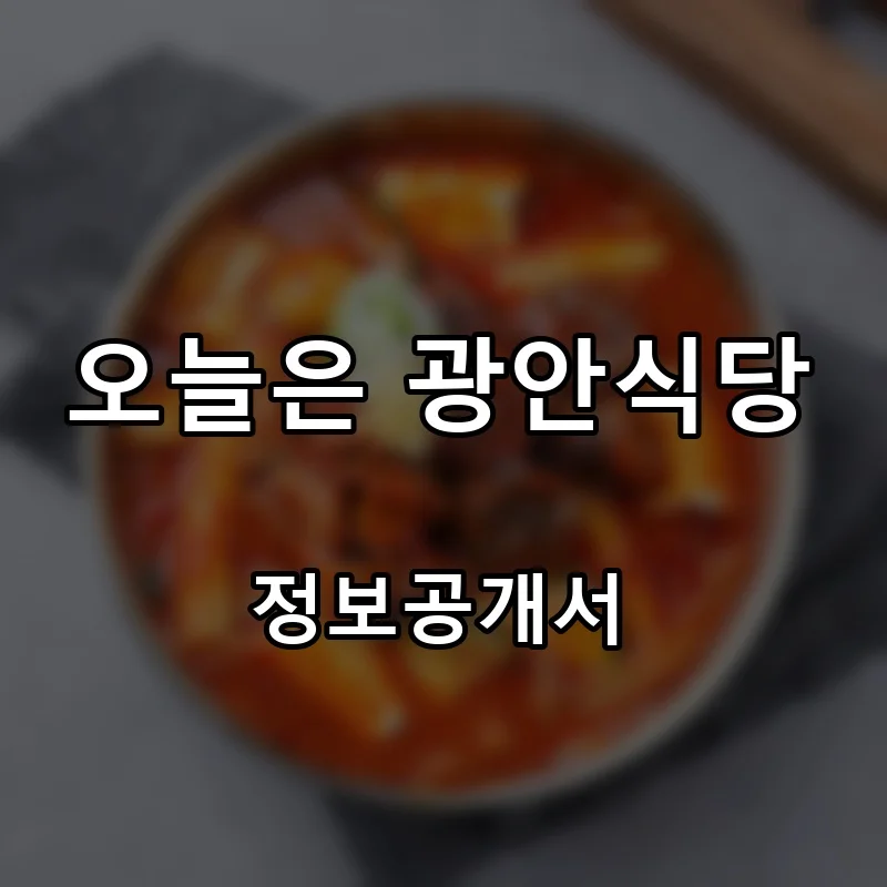 오늘은 광안식당 프랜차이즈 창업 비용 정보공개서 요약