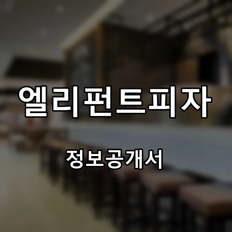 엘리펀트피자 (ELEPHANT PIZZA) 프랜차이즈 창업 비용 정보공개서 요약