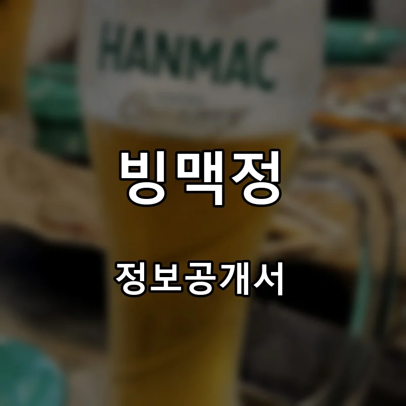빙맥정 프랜차이즈 창업 비용 정보공개서 요약
