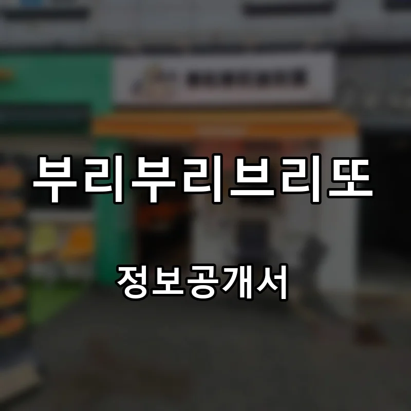 부리부리브리또 창업 프랜차이즈 정보공개서 요약 2026.09.07