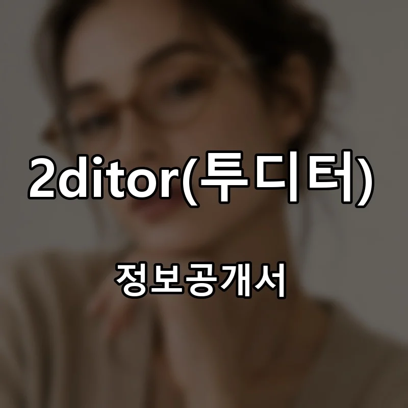 투디터 창업 2ditor 프랜차이즈 정보공개서 요약 2026.05.20
