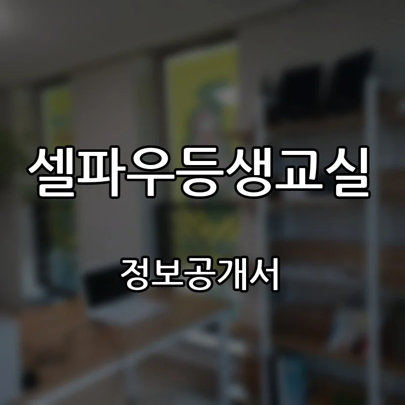 셀파우등생교실 프랜차이즈 창업 비용 정보공개서 요약