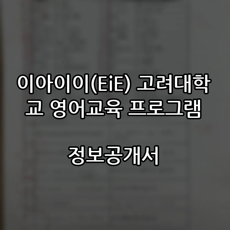 이아이이(EiE) 고려대학교 영어교육 프로그램 프랜차이즈 창업 비용 정보공개서 요약