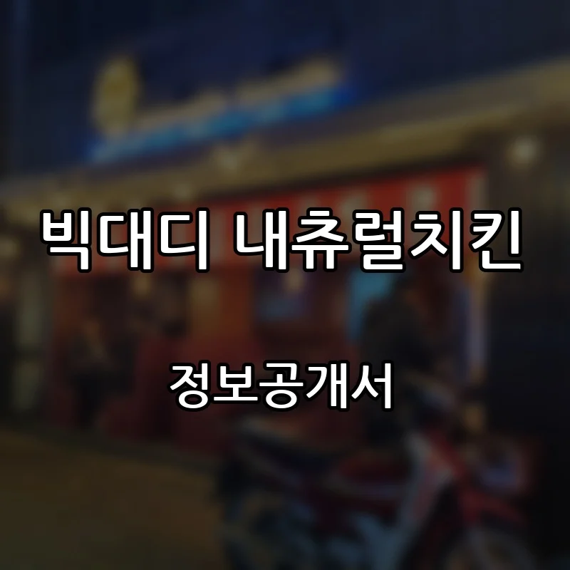 빅대디 내츄럴치킨 프랜차이즈 창업 비용 정보공개서 요약