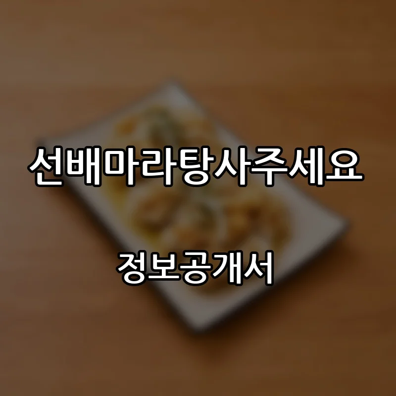 선배마라탕사주세요 프랜차이즈 창업 비용 정보공개서 요약