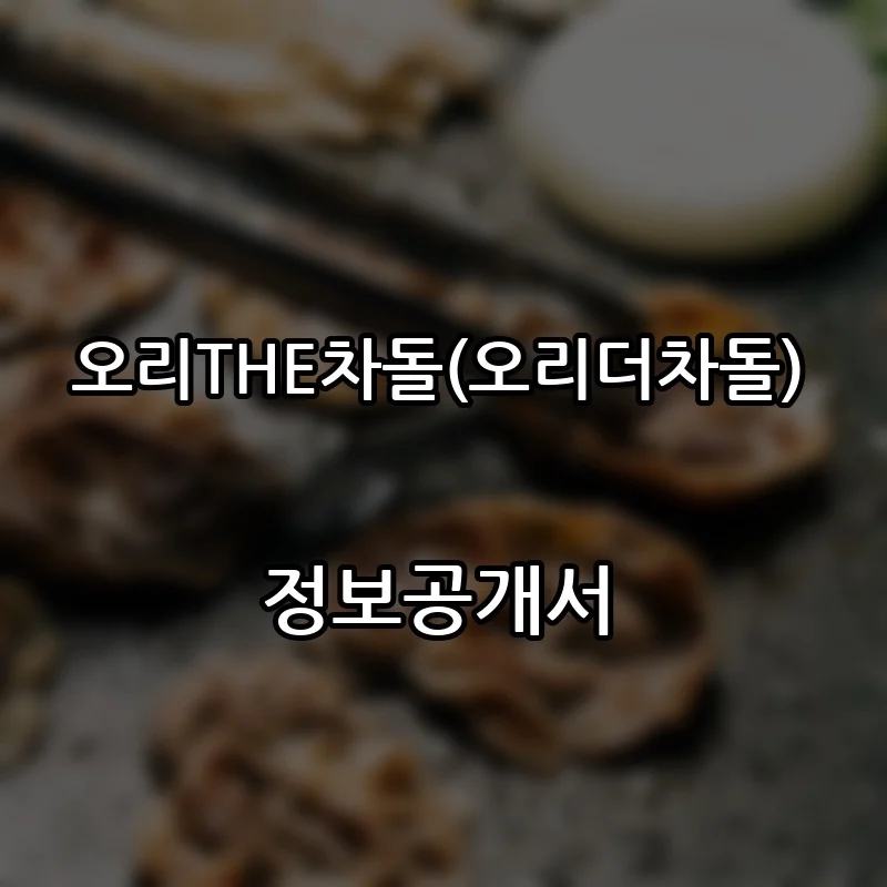 오리THE차돌(오리더차돌) 창업 프랜차이즈 정보공개서 요약 2026.05.22