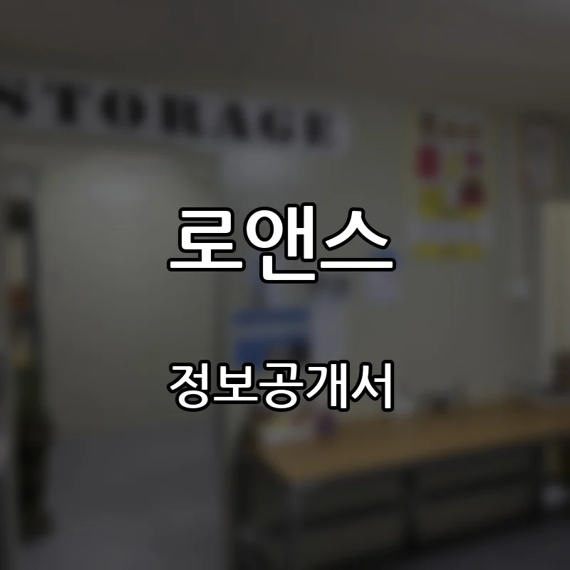 로앤스 프랜차이즈 창업 비용 정보공개서 요약