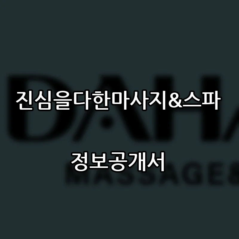 진심을다한마사지&스파 창업 프랜차이즈 정보공개서 요약 2026.09.08