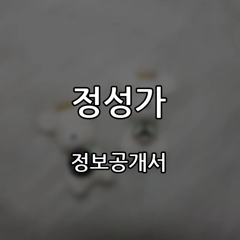 정성가 프랜차이즈 창업 비용 정보공개서 요약