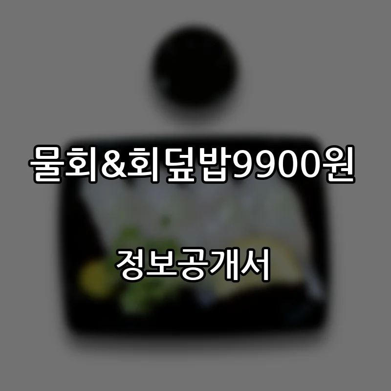물회&회덮밥9900원 창업 프랜차이즈 정보공개서 요약 2026.07.24