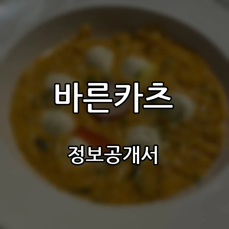 바른카츠 프랜차이즈 창업 비용 정보공개서 요약