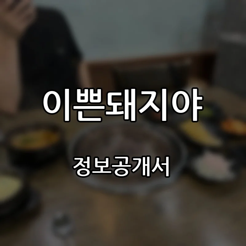 이쁜돼지야 프랜차이즈 창업 비용 정보공개서 요약