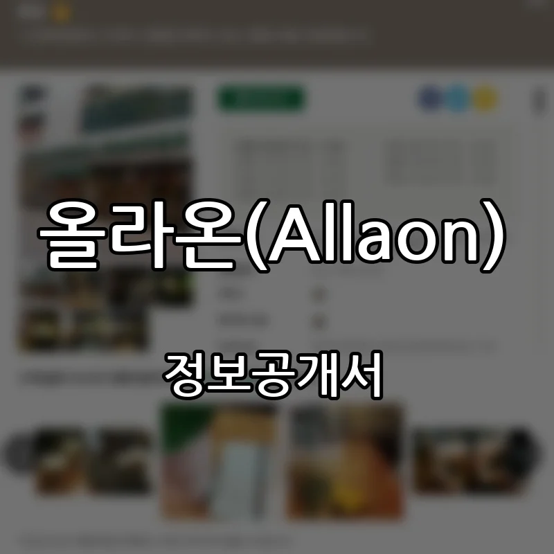 올라온(Allaon) 프랜차이즈 창업 비용 정보공개서 요약