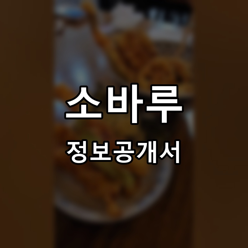 소바루 프랜차이즈 정보공개서 요약