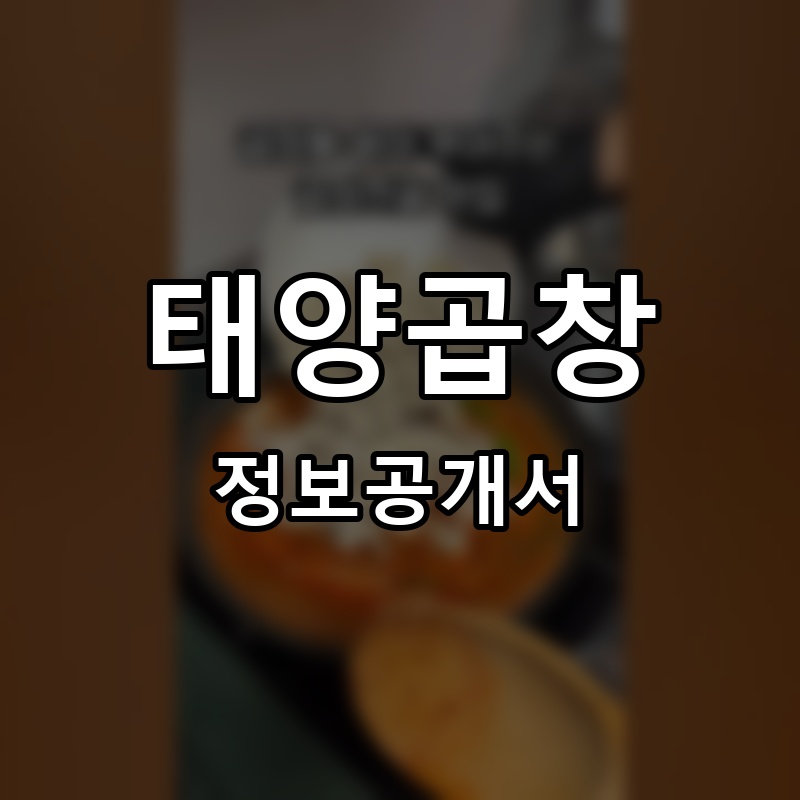 태양곱창 프랜차이즈 정보공개서