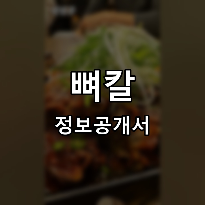 뼈칼집 프랜차이즈 정보공개서 요약