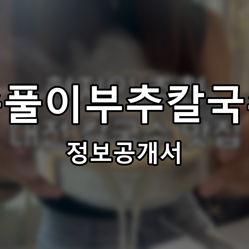 속풀이부추칼국수 프랜차이즈 정보공개서 요약