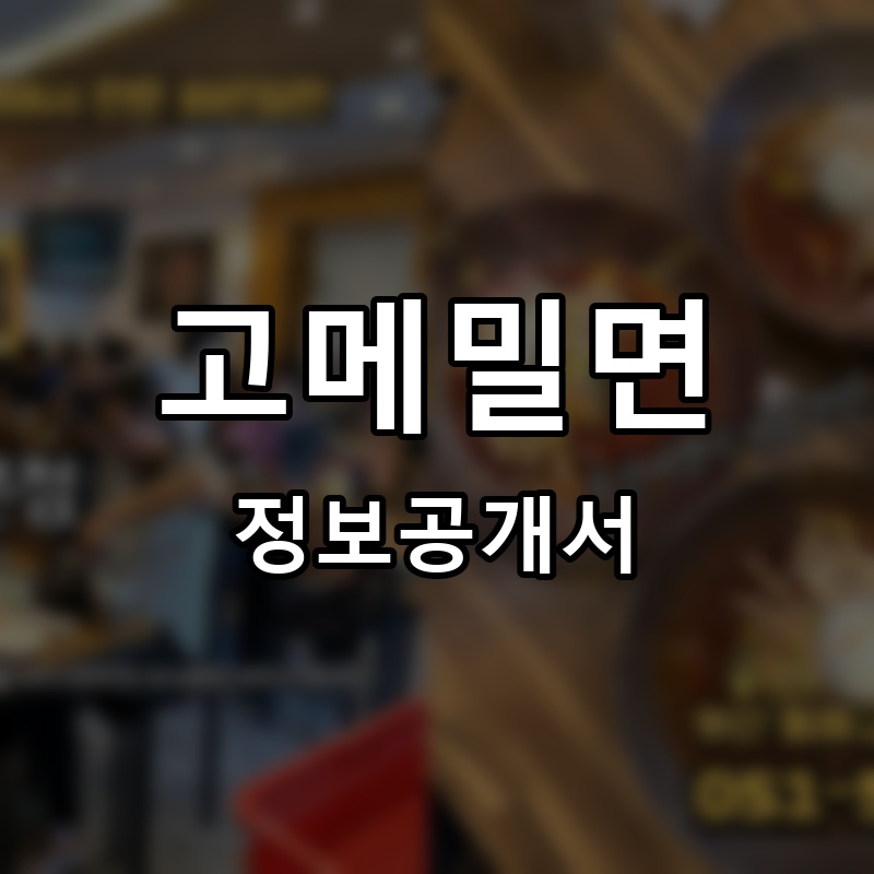 고메밀면 프랜차이즈 정보공개서 요약