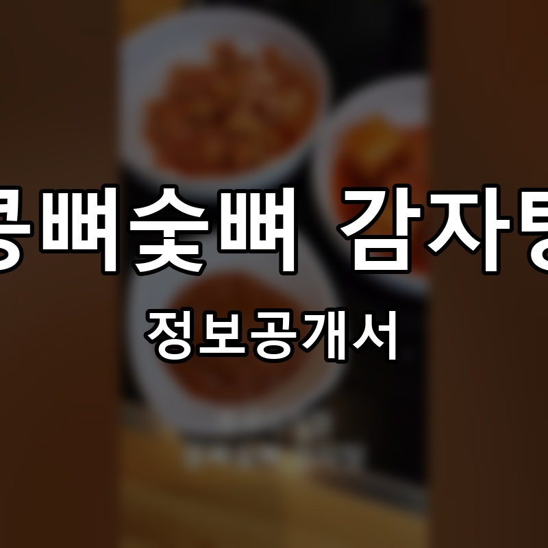 콩뼈숯뼈 감자탕 프랜차이즈 정보공개서 요약