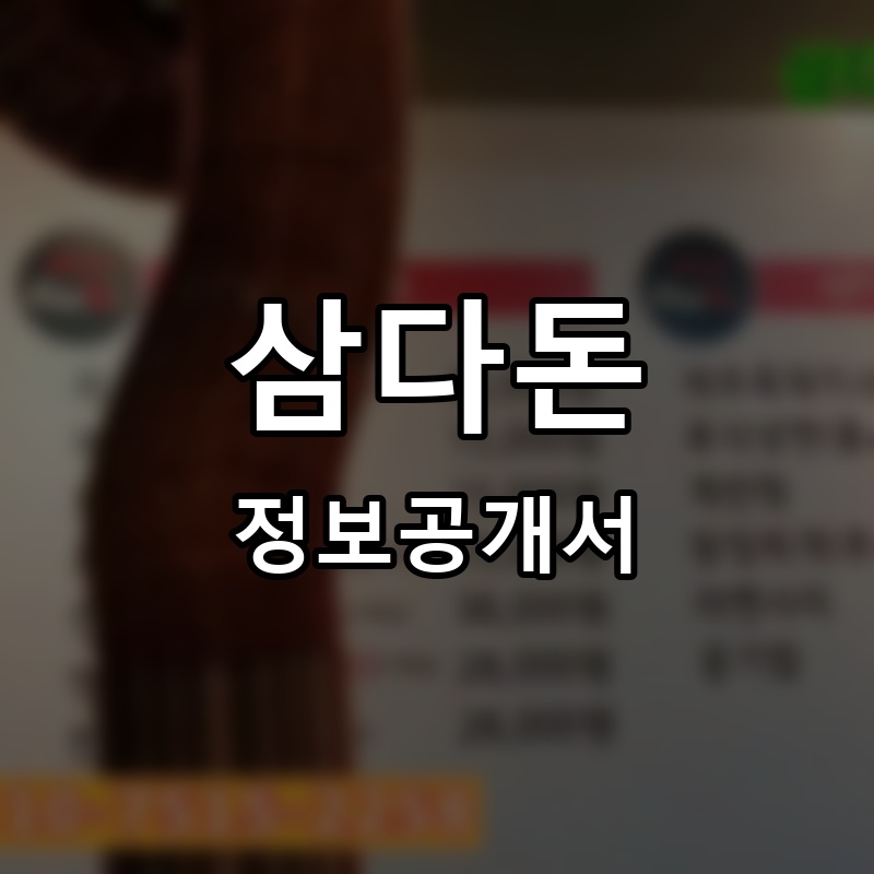 삼다돈 프랜차이즈 정보공개서 요약