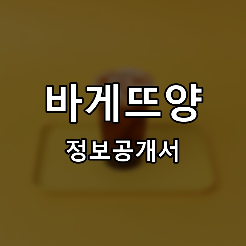 바게뜨양 프랜차이즈 정보공개서