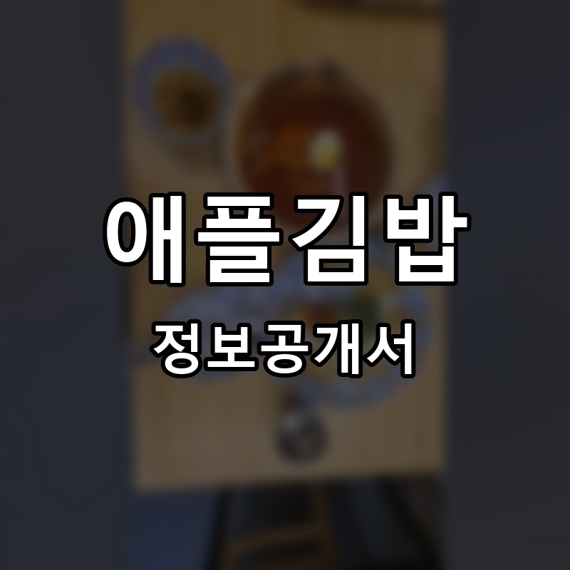 애플김밥 프랜차이즈 정보공개서 요약