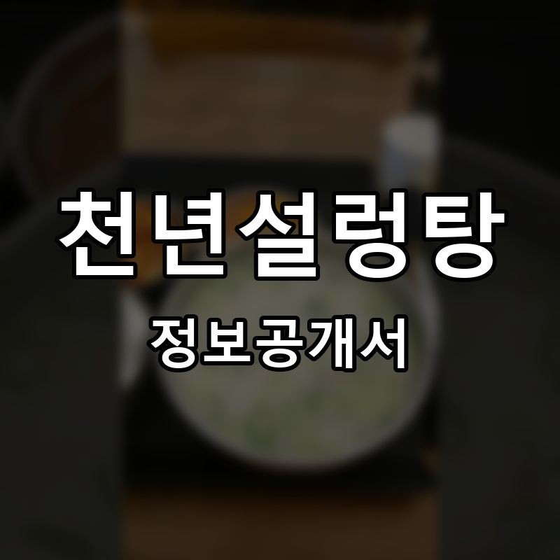 천년설렁탕 프랜차이즈 정보공개서 요약