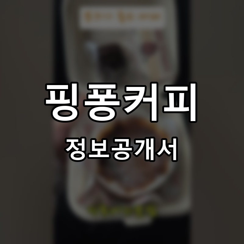 핑퐁커피 프랜차이즈 정보공개서 요약