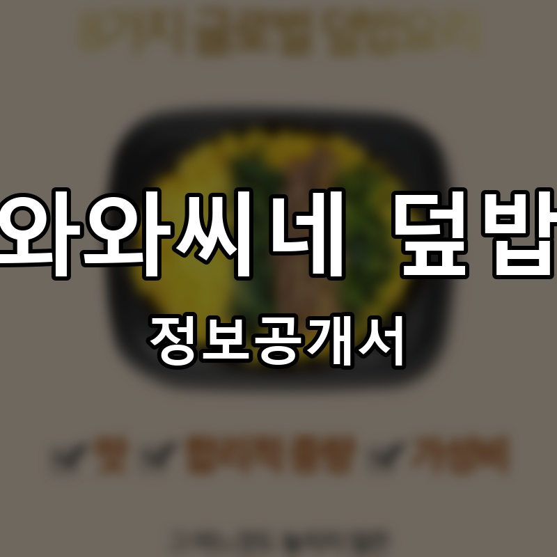 와와씨네 덮밥 프랜차이즈 정보공개서