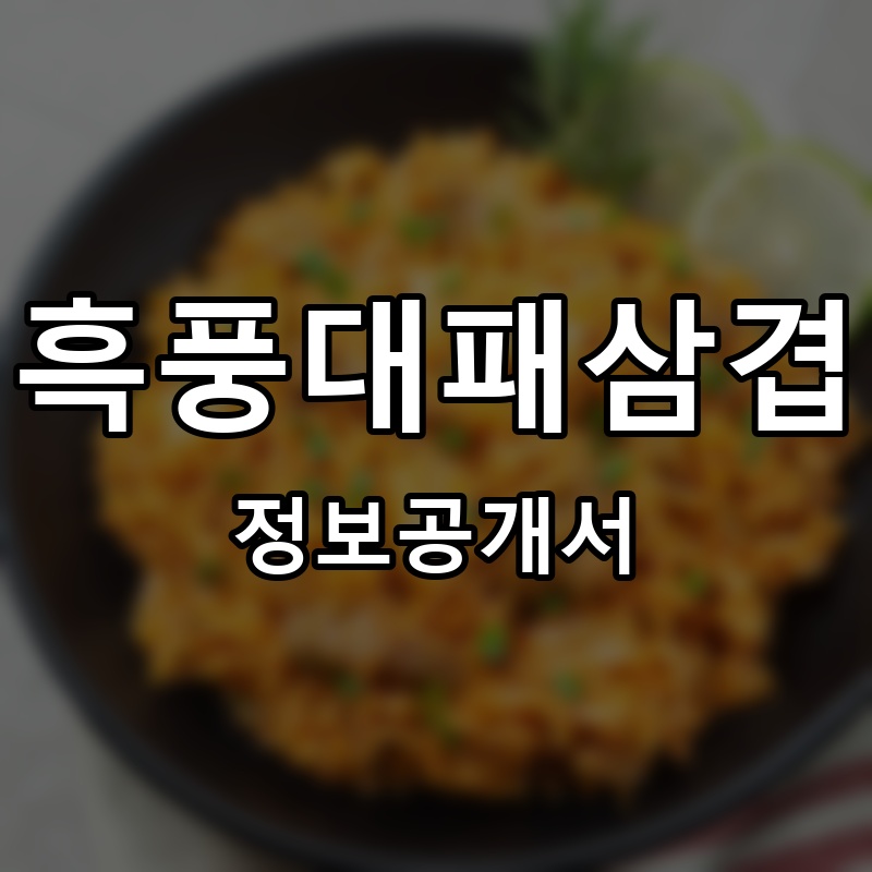 흑풍대패삼겹 프랜차이즈 정보공개서 요약