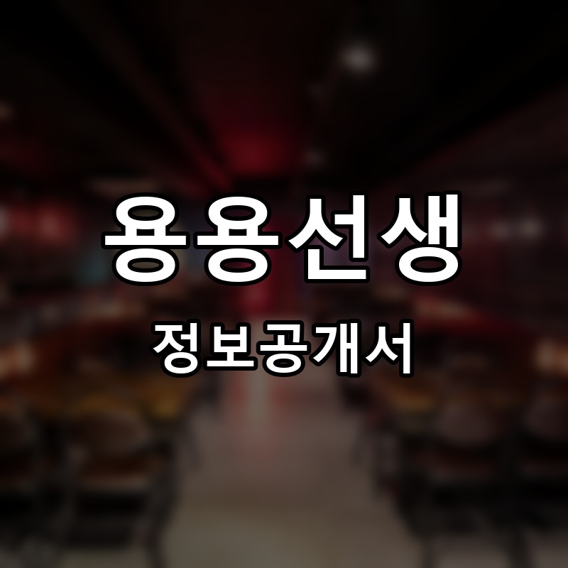 용용선생 프랜차이즈 정보공개서