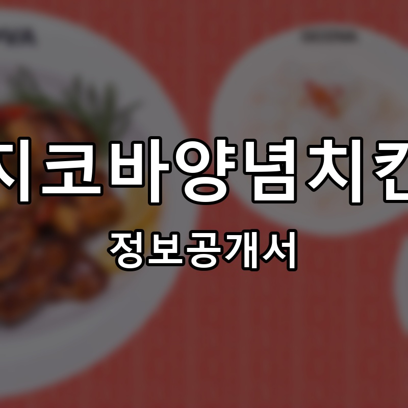 지코바양념치킨 프랜차이즈 정보공개서 요약