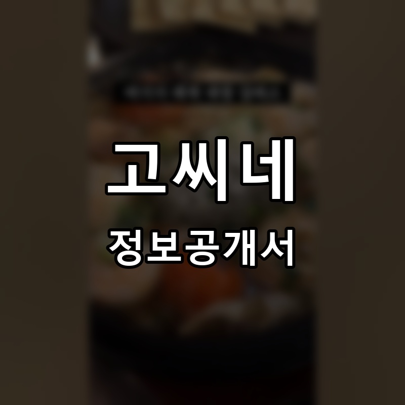 고씨네고추장찌개 프랜차이즈 정보공개서 요약
