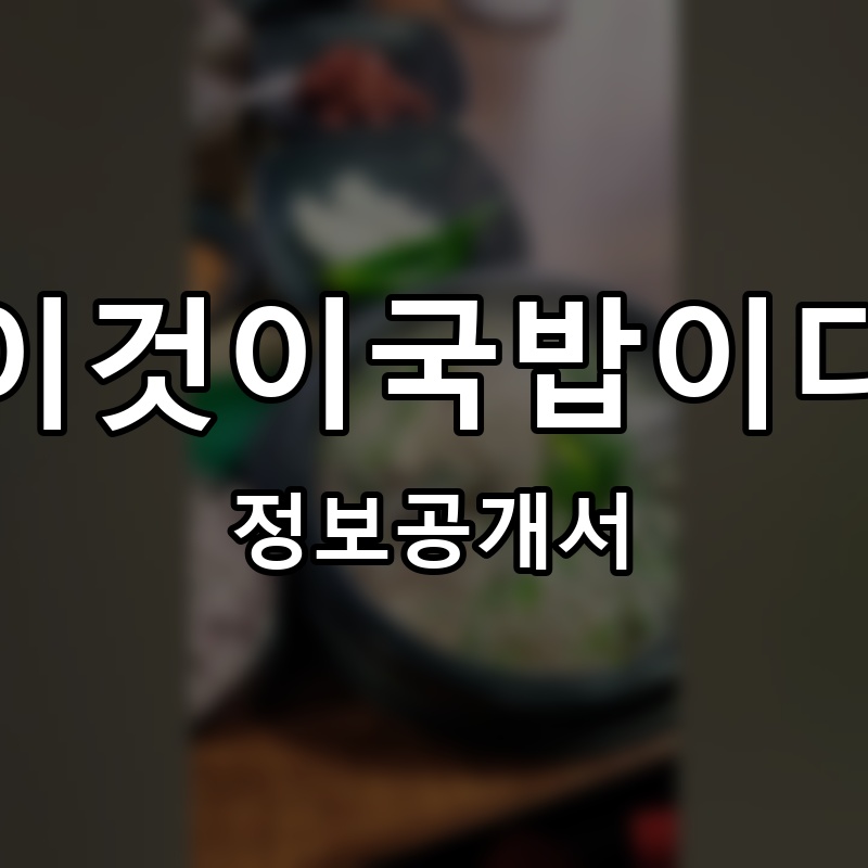 이것이국밥이다 프랜차이즈 정보공개서