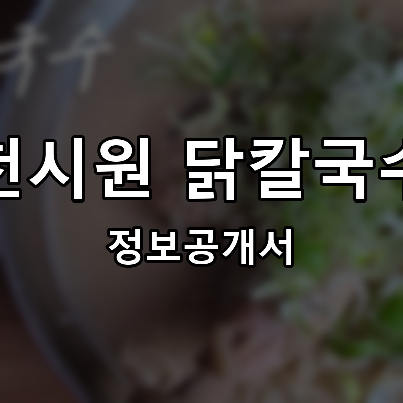 천시원 닭칼국수 프랜차이즈 정보공개서