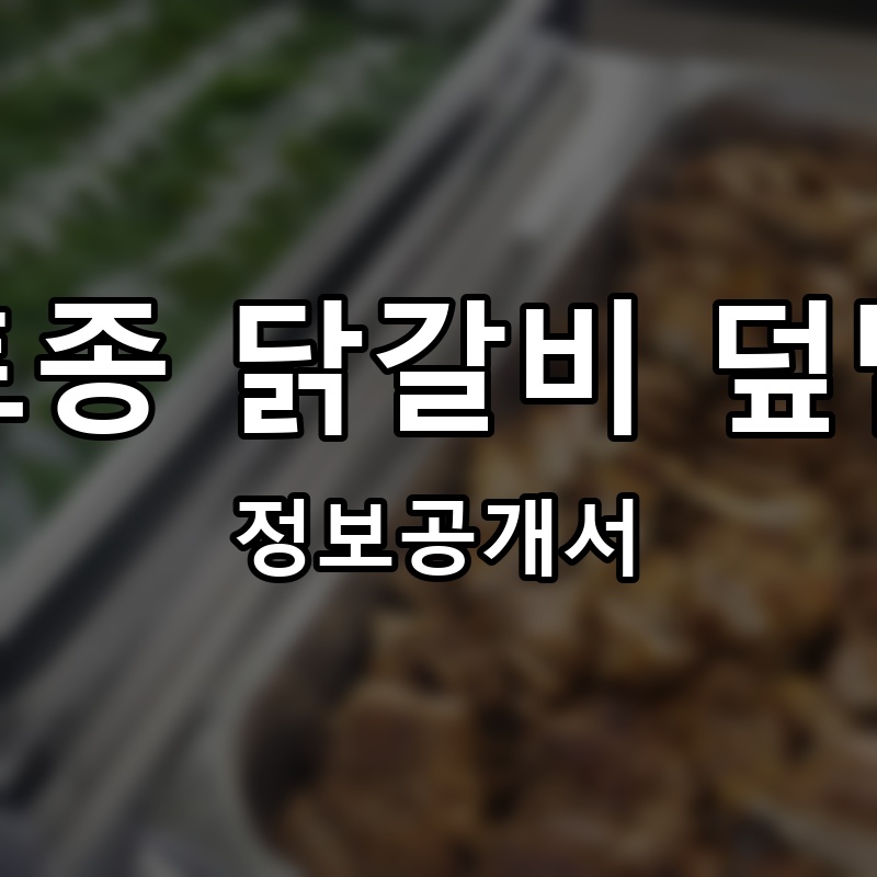 토종 닭갈비 덮밥 프랜차이즈 정보공개서