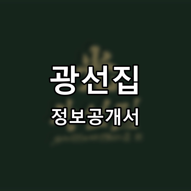 광선집 프랜차이즈 정보공개서