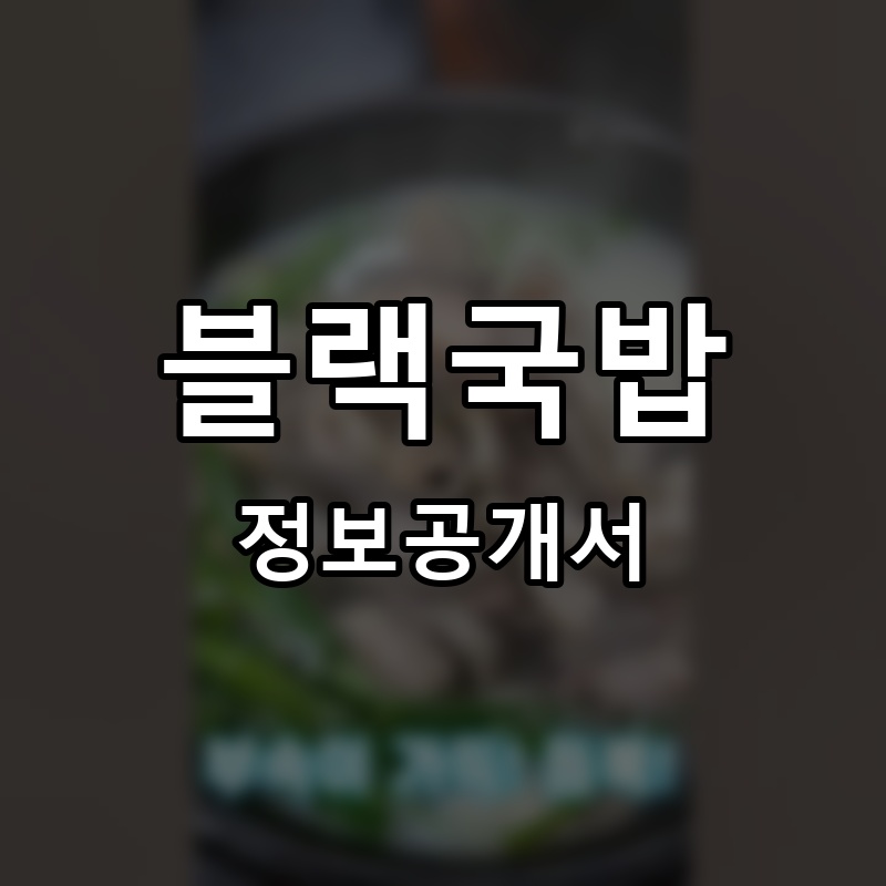 블랙국밥 프랜차이즈 정보공개서
