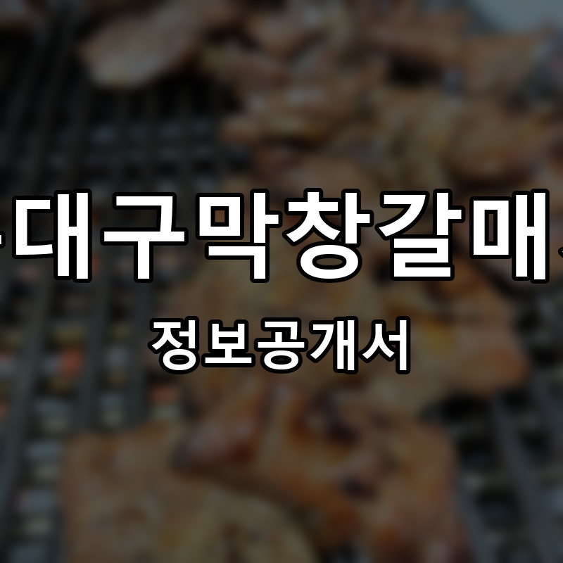 손문대구막창갈매기살 프랜차이즈 정보공개서