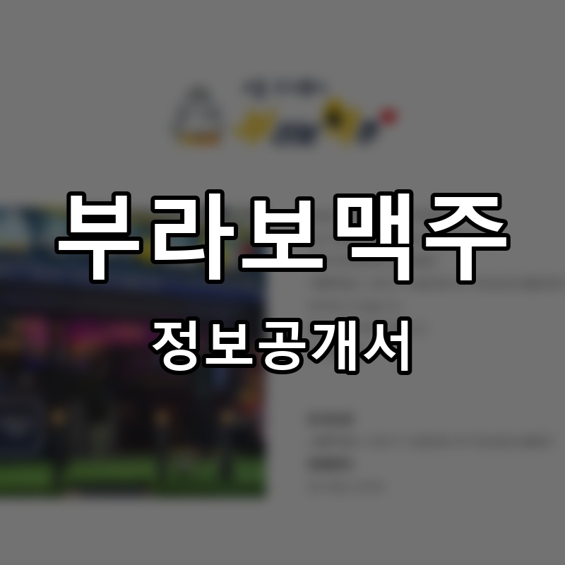 부라보맥주 프랜차이즈 정보공개서