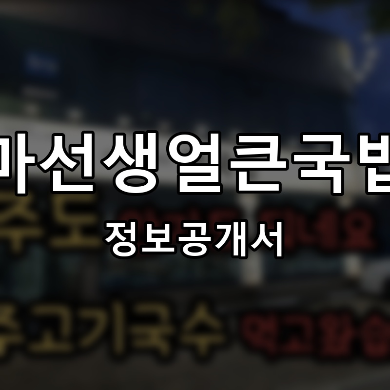 마선생얼큰국밥 프랜차이즈 정보공개서