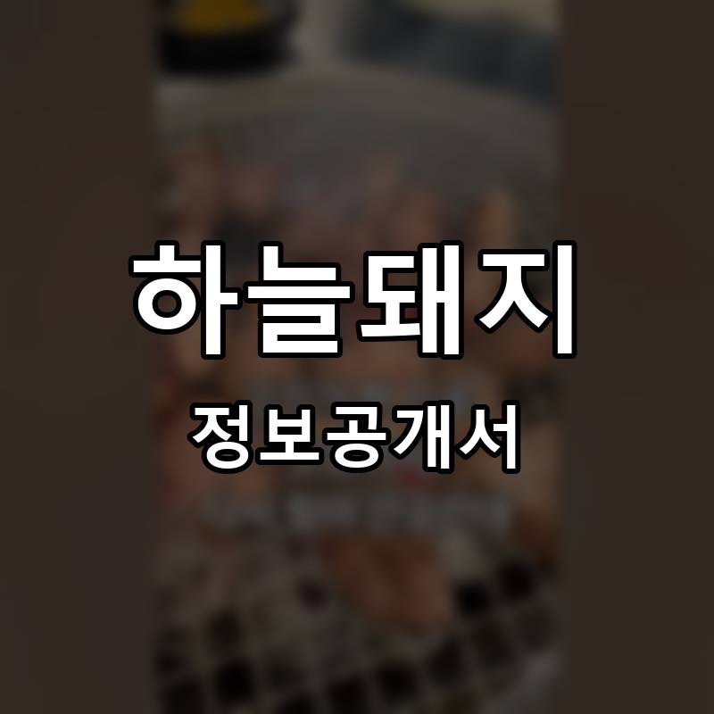 하늘돼지 프랜차이즈 정보공개서