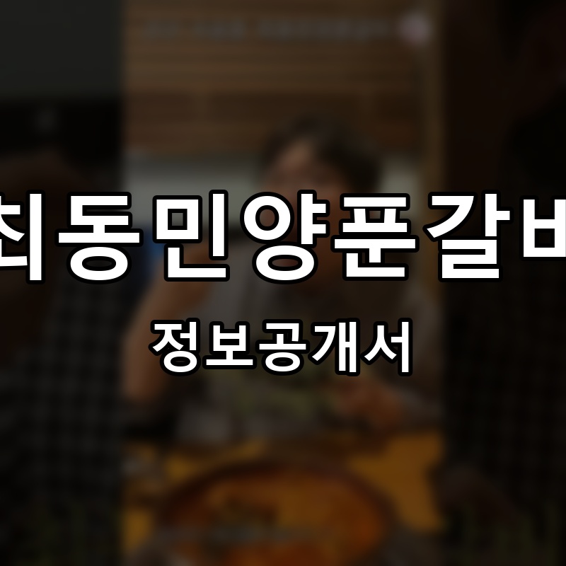 최동민양푼갈비 프랜차이즈 정보공개서