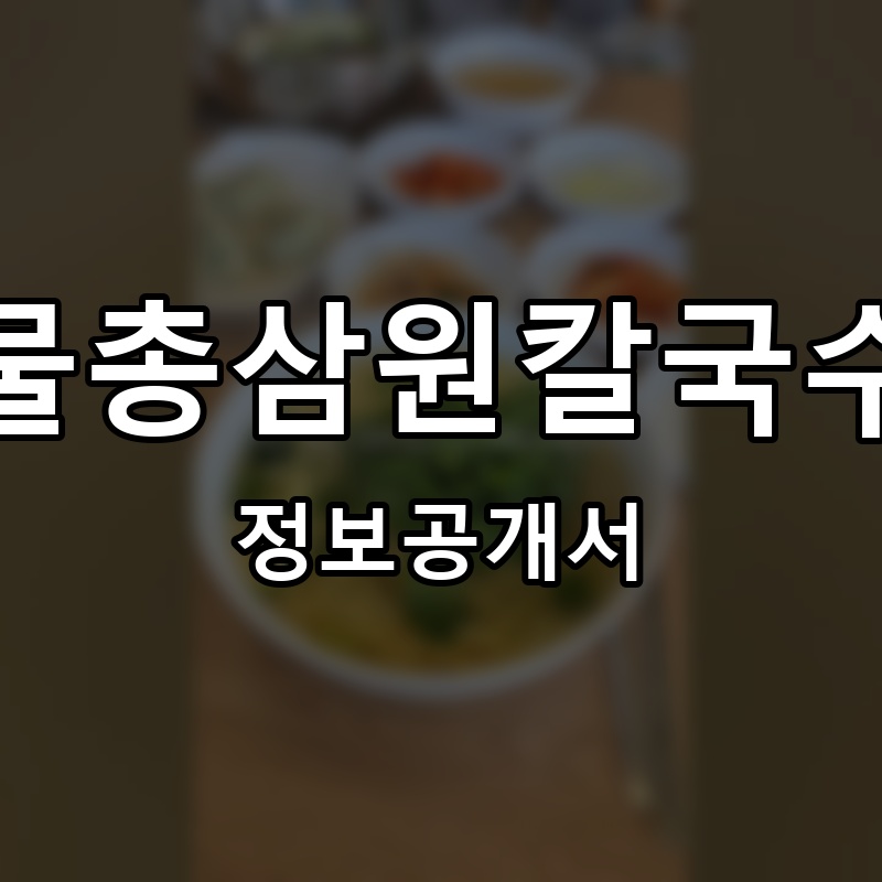 물총삼원칼국수 프랜차이즈 정보공개서
