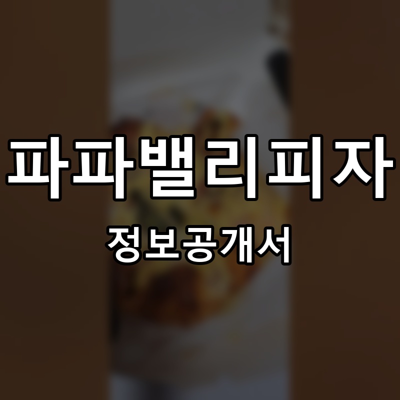 파파밸리피자 프랜차이즈 정보공개서