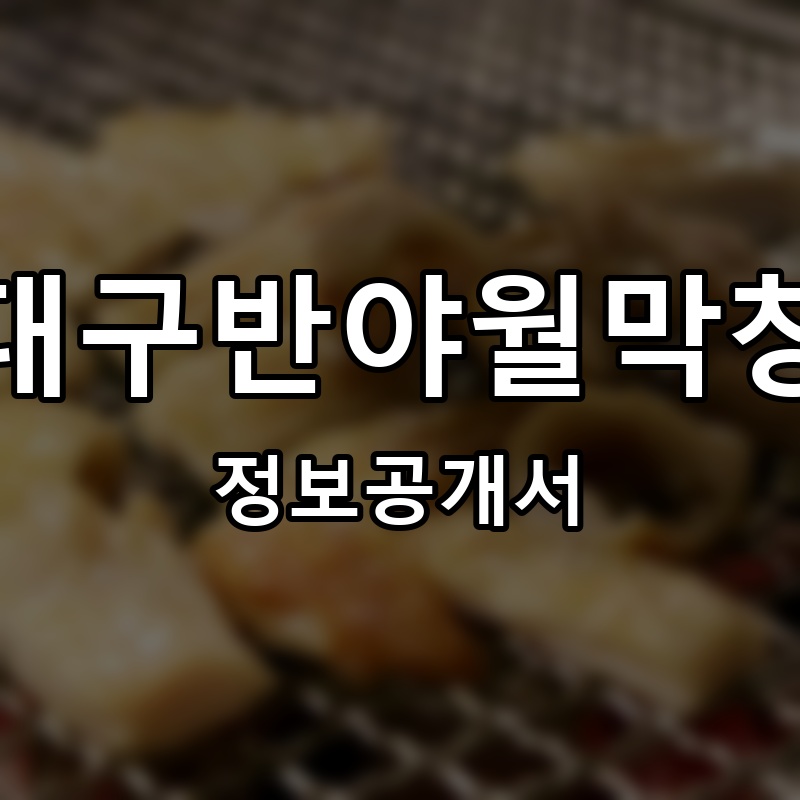대구반야월막창 프랜차이즈 정보공개서