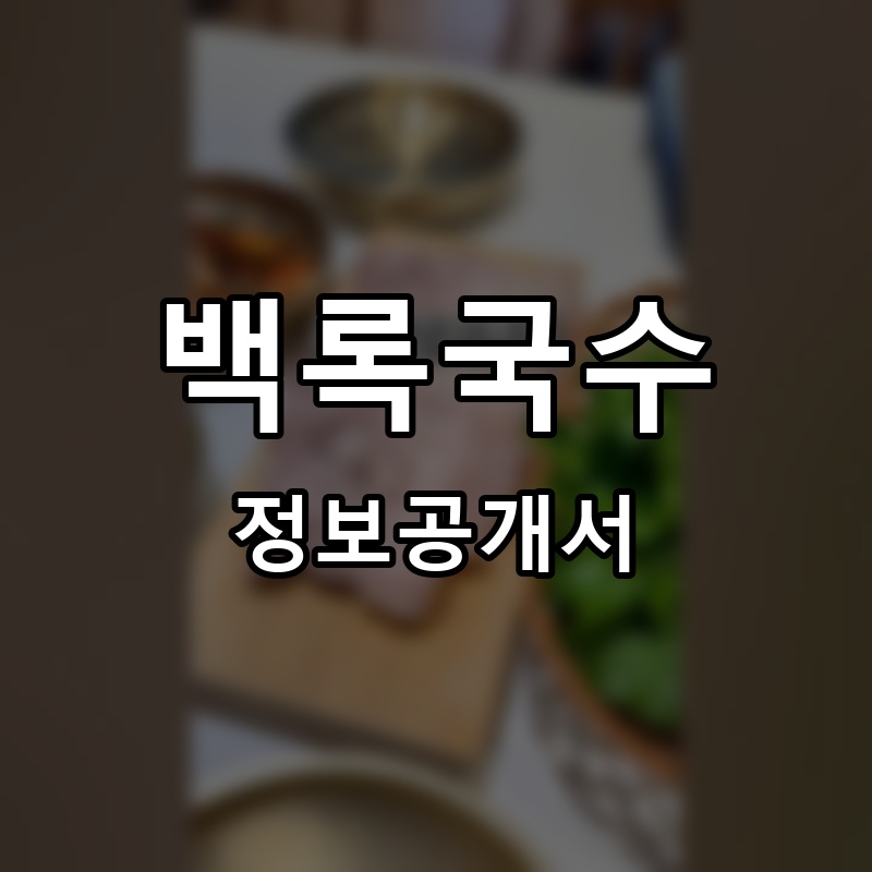 백록국수 프랜차이즈 정보공개서
