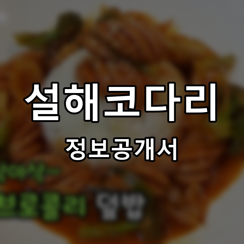 설해코다리 프랜차이즈 정보공개서