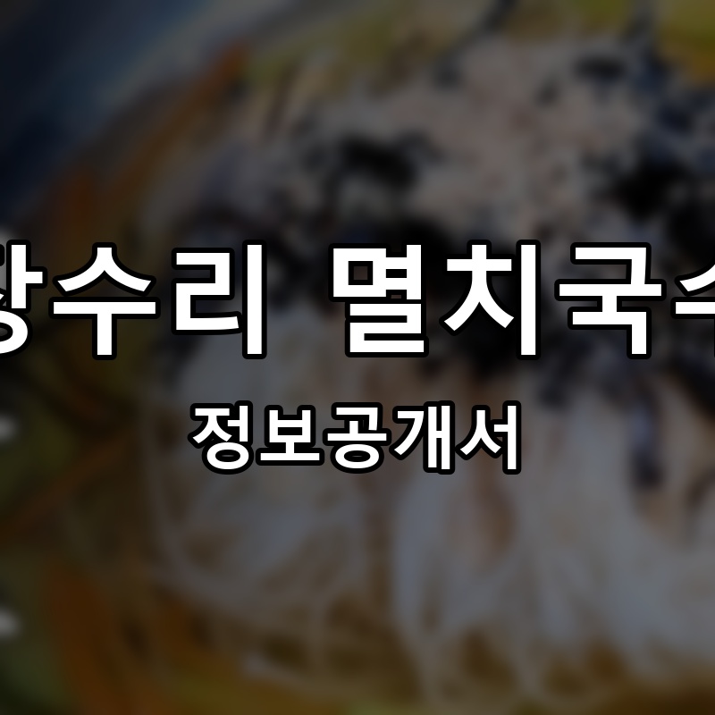 장수리 멸치국수 프랜차이즈 정보공개서